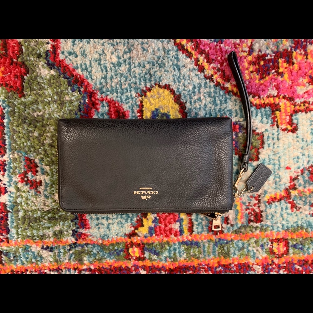 coach long black wallet